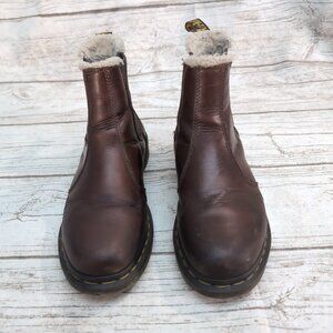 Dr. Martens Leonore Fur-Lined Chelsea Boots Brown Leather – Women’s 7